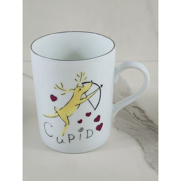 Pottery Barn Reindeer Coffee Mug Tea Cup 12oz Dasher Cupid Donner Christmas x3 - Picture 3 of 13